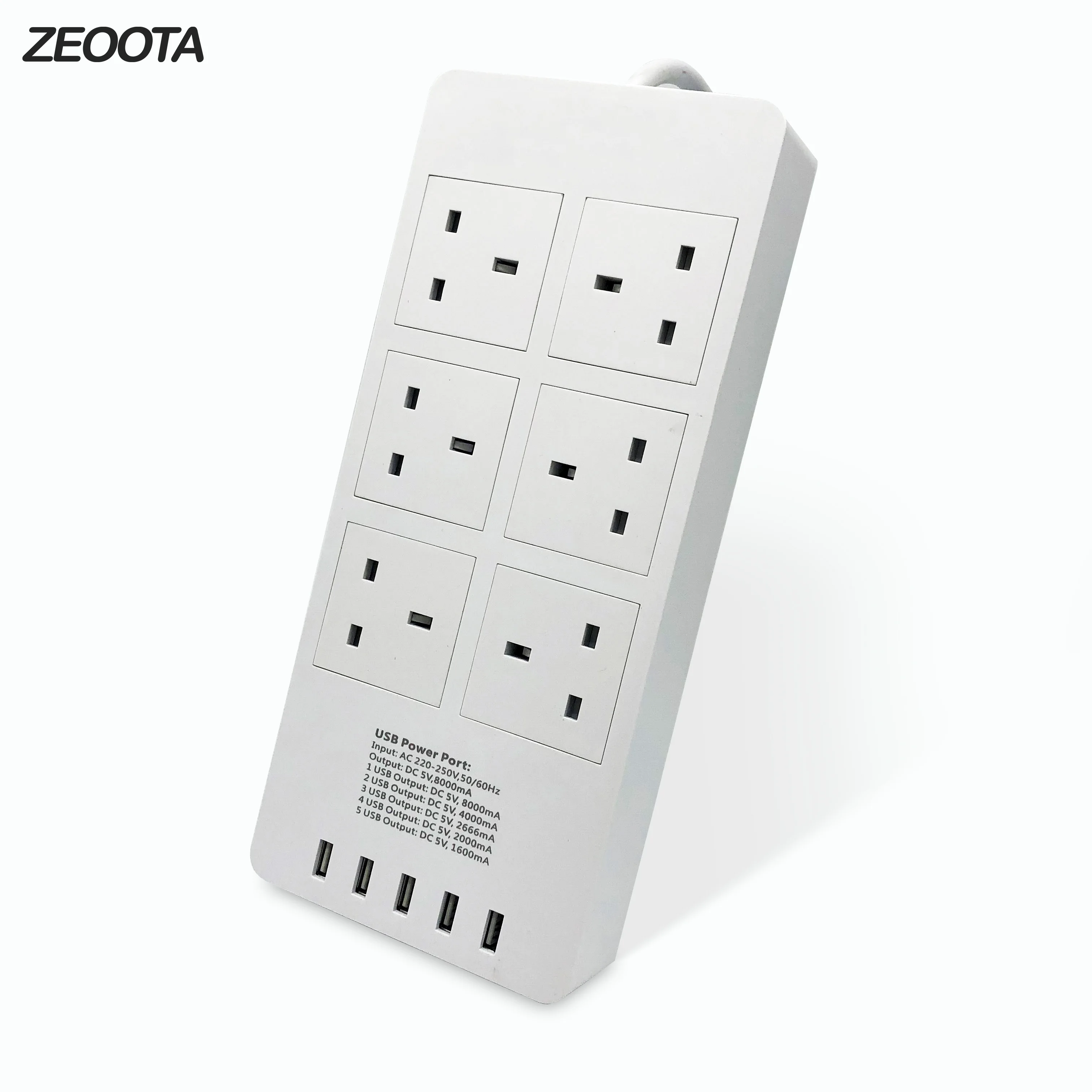 

Power Strip Surge Protection UK Outlets Plug Sockets with USB Charging Ports 3250W/13A Overload Protection 3m Extension Cord