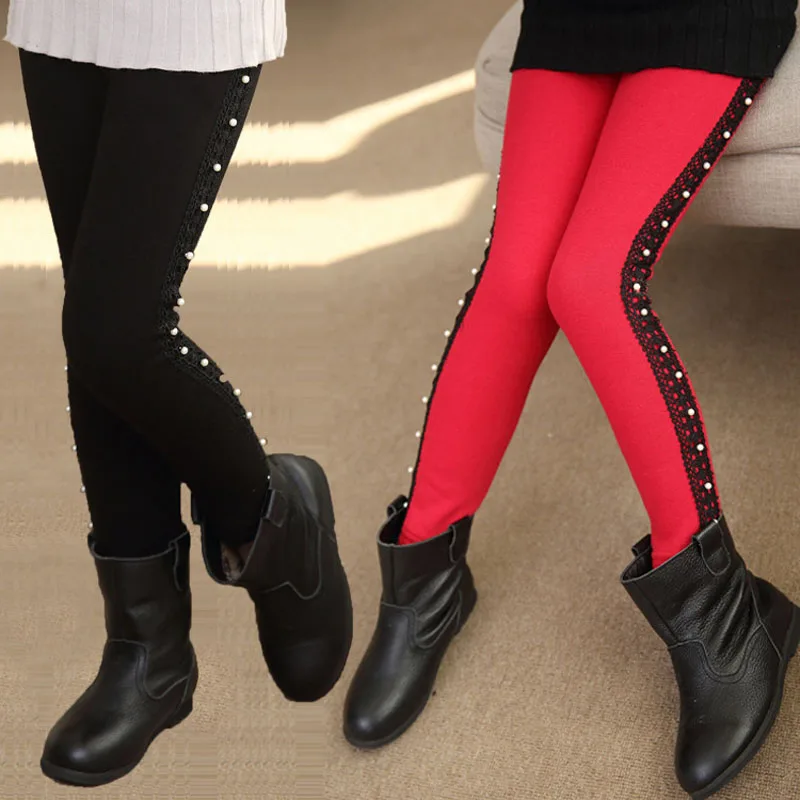Kopen Winter leggings voor meisjes 2018 nieuwe leggings meisje geborduurde flares kinderen leggings meisjes plus velet kids winter broek 4 13 T