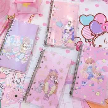 

Cute Transparent Traveler Journal Notebook Sheet Shell School DIY 6 Holes Binder Diary Planner Notepad Students Girls Gifts A6