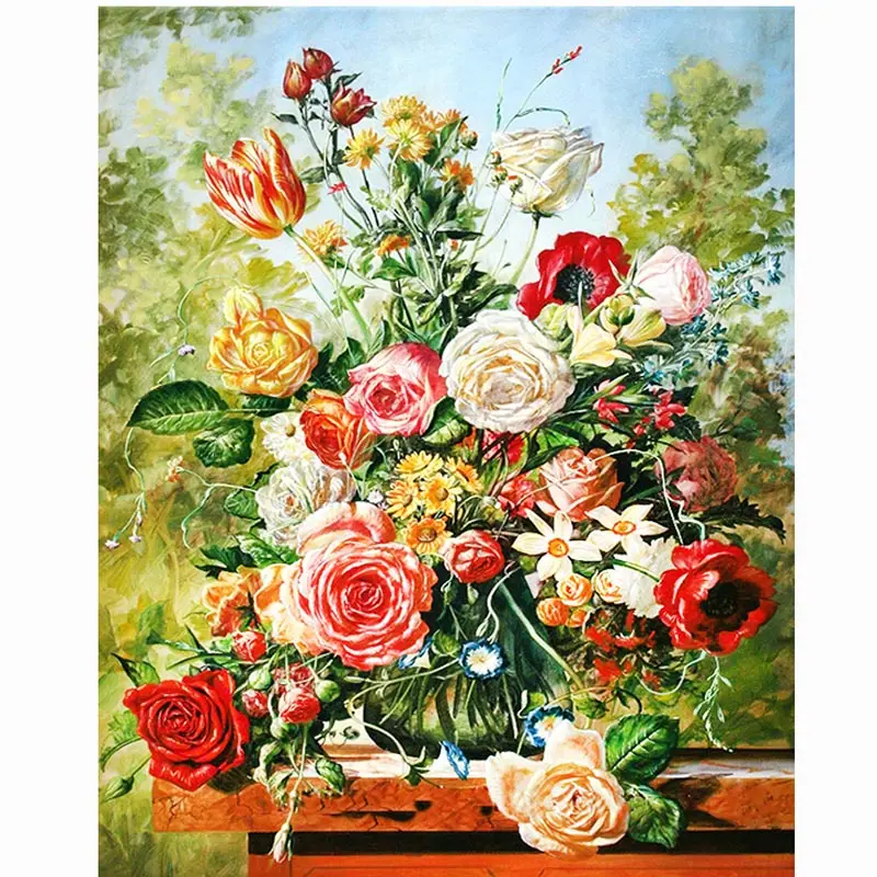 D SH Colorful Flowers Pattern Diamond Embroidery DIY Needlework Painting Cross Stitch 5D Rhinestones Home Decor | Дом и сад