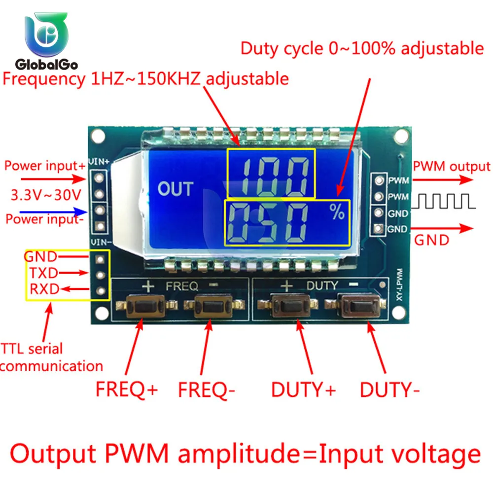 1 канальный сигнал генератор PWM частота импульсов рабочий цикл регулируемый дисплей модуля LCD 1Hz-150 Khz 3,3 V-30 V PWM плата Модуль гибкий кабель