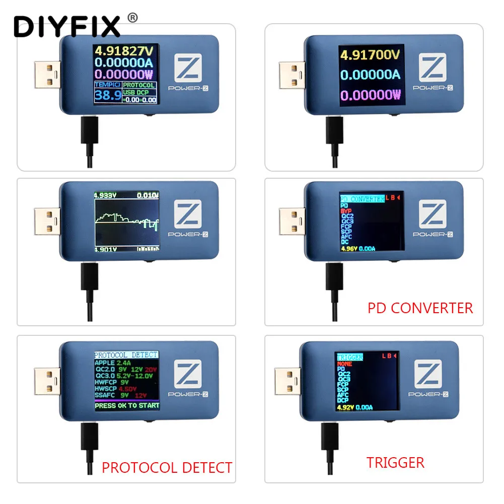 Power-Z FL001 PD тестер USB type-c PD QC 3,0 2,0 быстрое зарядное устройство Напряжение Ток пульсация двойной тип-c вольт метр банк питания детектор