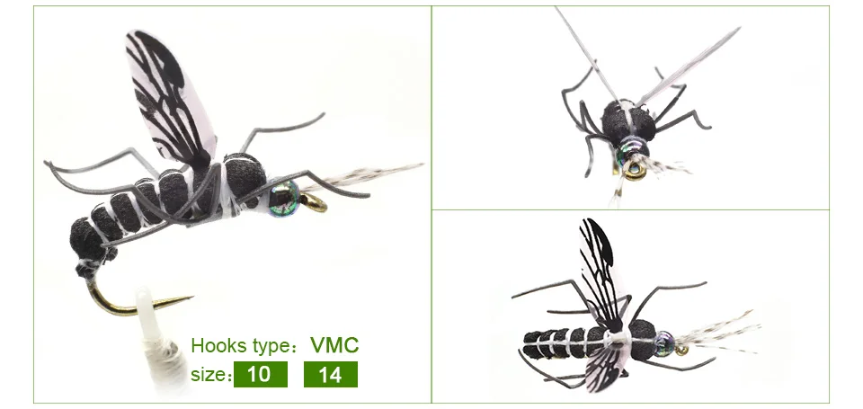 Набор мух для ловли нахлыстом, 12 шт., Реалистичная приманка для насекомых от комаров, приманка для форели, набор для ловли нахлыстом