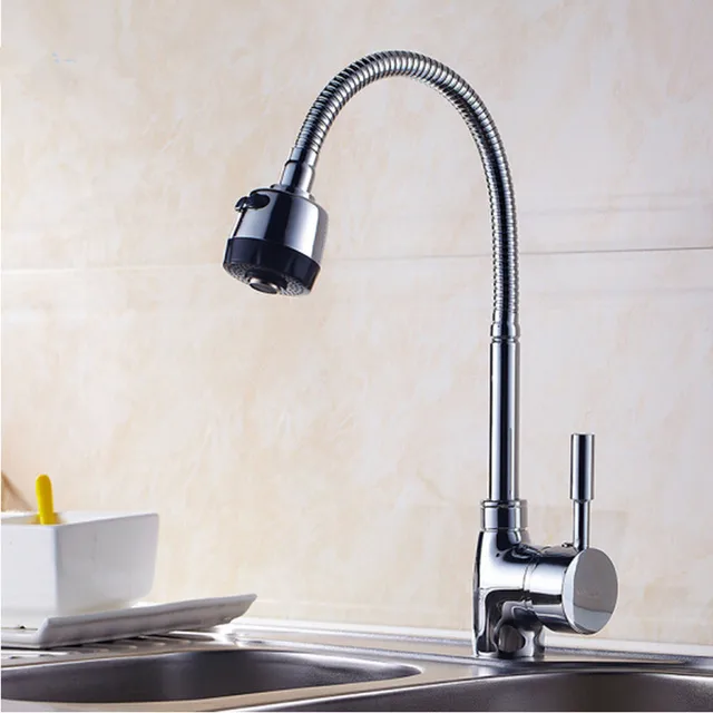 Best Offers Blackend Spring Kitchen Faucet Pull out Side Sprayer Dual Spout Single Handle Mixer Tap Sink Faucet 360 Rotation Kitchen Faucets