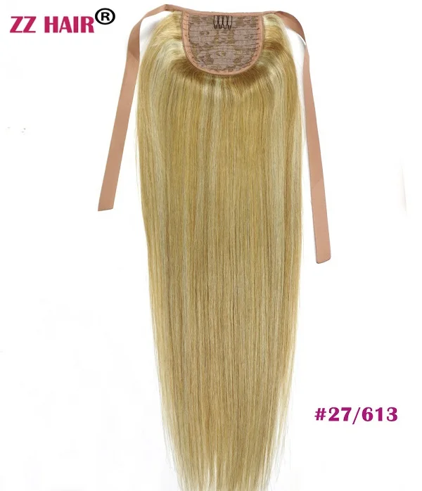 ZZHAIR 140g 1"-30" фабричного производства Волосы remy Лента хвост зажимы-в Пряди человеческих волос для наращивания хвощ Натуральные Прямые Волосы