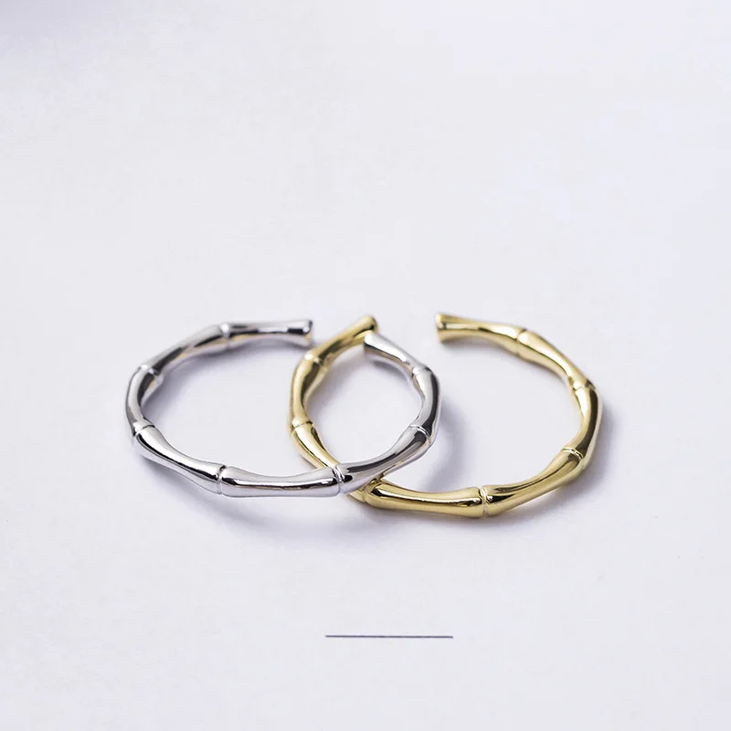 bamboo open ring 100% Sterling 925 silver Jewelry Vintage Adjustable rings for women gift