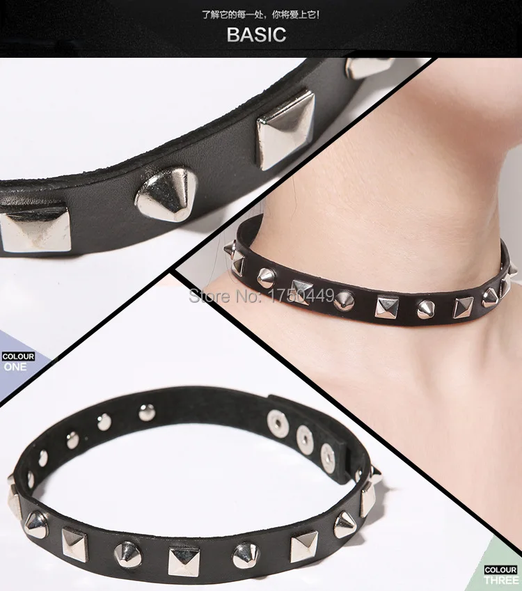 Buena calidad 2016 nuevo estilo Collar de cuero Punk Rock botón de moda de la joyería