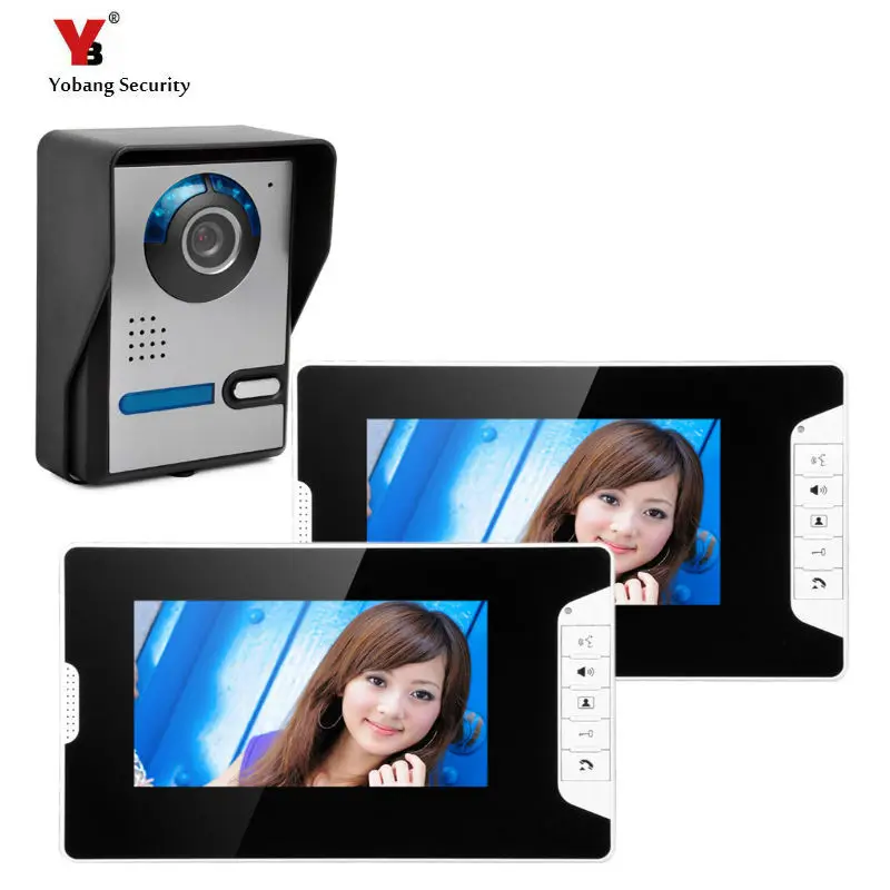 

YobangSecurity Wired Video Door Phone System Visual Intercom Doorbell with 2*7 inch Monitor + 1*700TVL Outdoor Camera