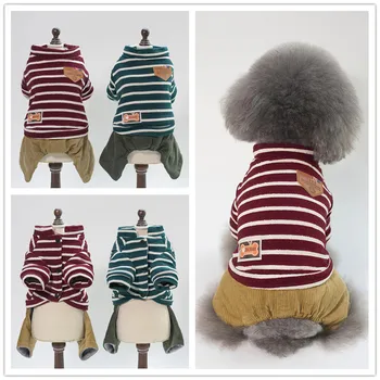 

dog winter jumpsuit rompers pet dog cotton coverall winter warm striped coat F106
