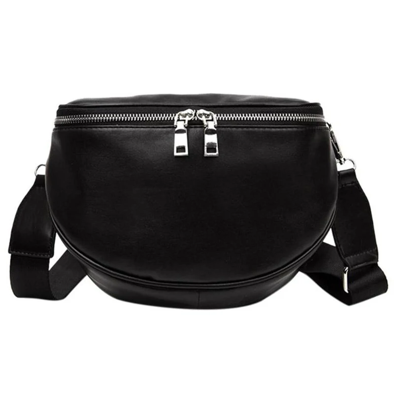 

Unisex Waist Bag Women Pure Color Pattern Leather Shell Chest Bags Sac Taille Ceinture Femmes Waist Bag Phone