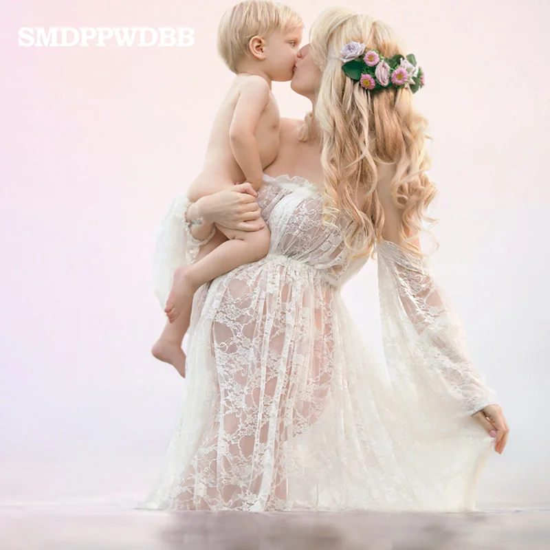 Maternity Photography Props Pregnancy Fancy Dress Lace Robe Strapless Maxi Gown Maternity Dress Split Front Women Long Dress Maternity Photography Props Pregnancy Fancy Dress Lace Robe Strapless Maxi Gown Maternity Dress Split Front Women Long Dress