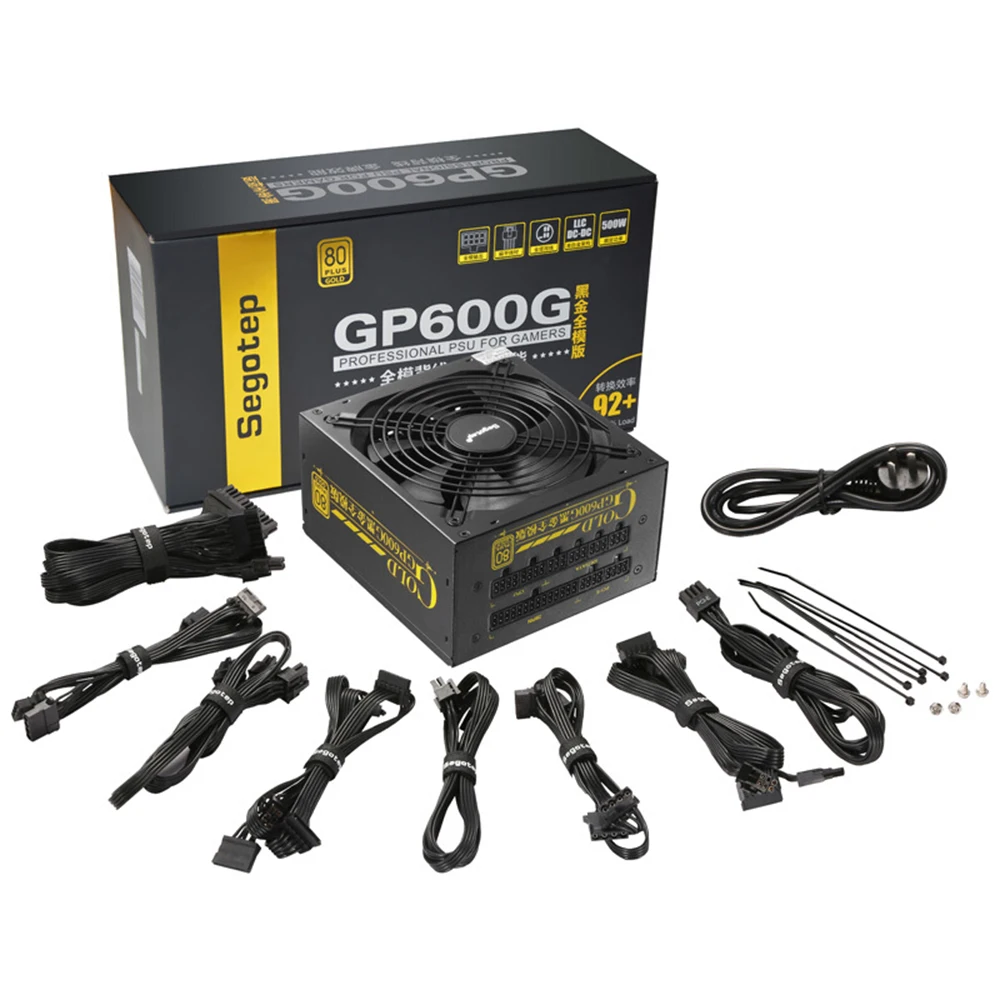 

NEW Segotep 500W GP600G Full Modular ATX PC Computer Power Supply Gaming PSU 12V Active PFC 92% Efficiency 80Plus Gold Universal