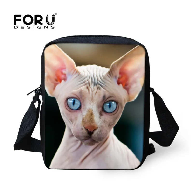 

FORUDESIGNS Canadian Hairless Cats Messenger Bags For Men Women,Cartoon Animal Travel Crossbody Bag Shoulder Pack Tote Wholesale