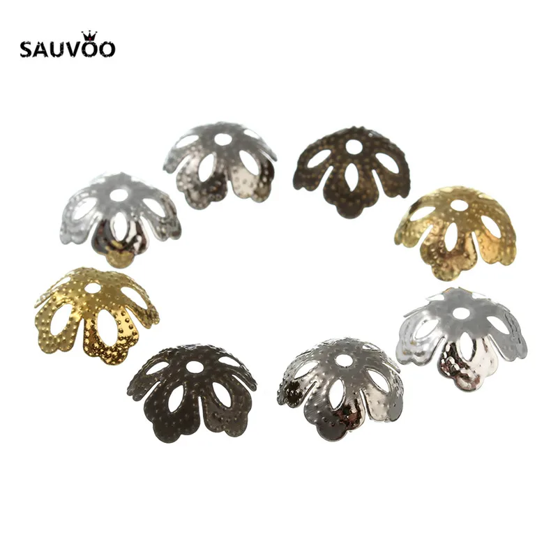 Sauvoo 500 шт. позолоченные серебряные металлические полые цветочные филигранные