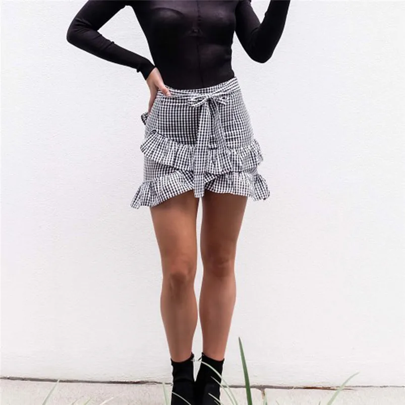 Women's Sexy Party Plaid Zipper Irregular Slim High Waist Hip Short Skirt 2019 jupe tulle femme Dance Wear Skirt Fantasy H26 (7)