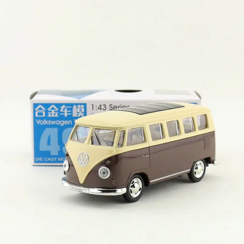 1 шт. 1:43 серии 4,5 ''11,2 см Volkswagen T1 автобус автомобиль вытяните назад сплава Модель автомобиля коллекция крутой мальчик игрушка подарок - Цвет: Серый