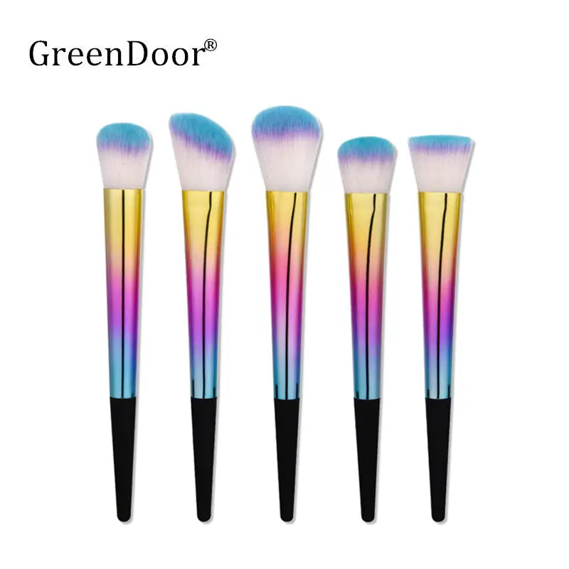 

5pcs/set Colorful Professional Makeup Brushes Set Make up Brush Tool kit natural-synthetic hair Powder Flat Head Oblique Brushes