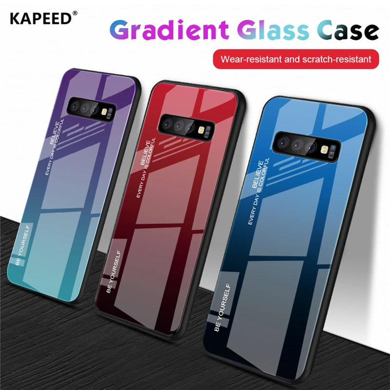Glass Case For Samsung Galaxy S10 Plus KAPEED Tempered Color Gradient Back Cover Lite S10e Fundas | Мобильные телефоны и