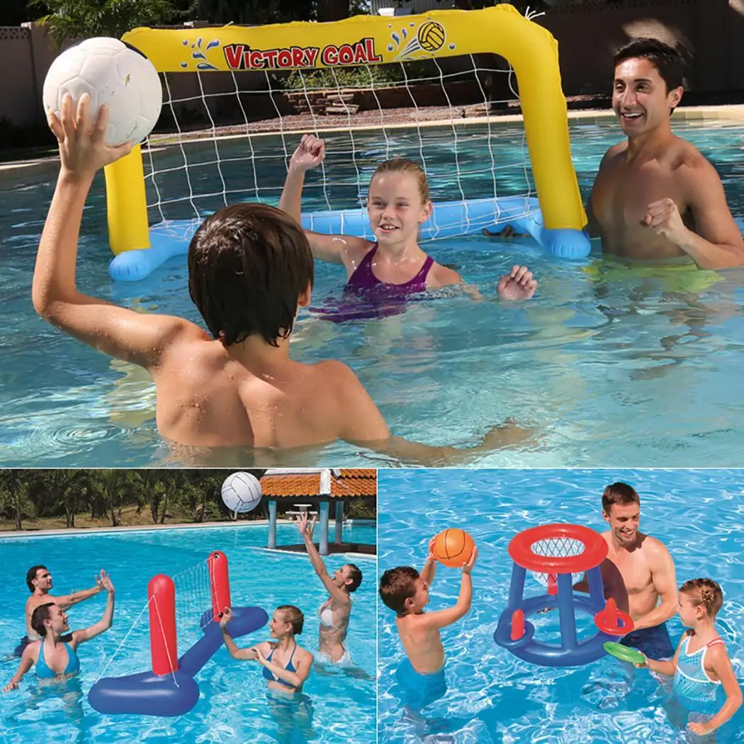 

Inflatable Pool Play Game Center With Ball And Rings For Kids Children Swimming Pool Float Summer Water Fun Toys Basketball Toss