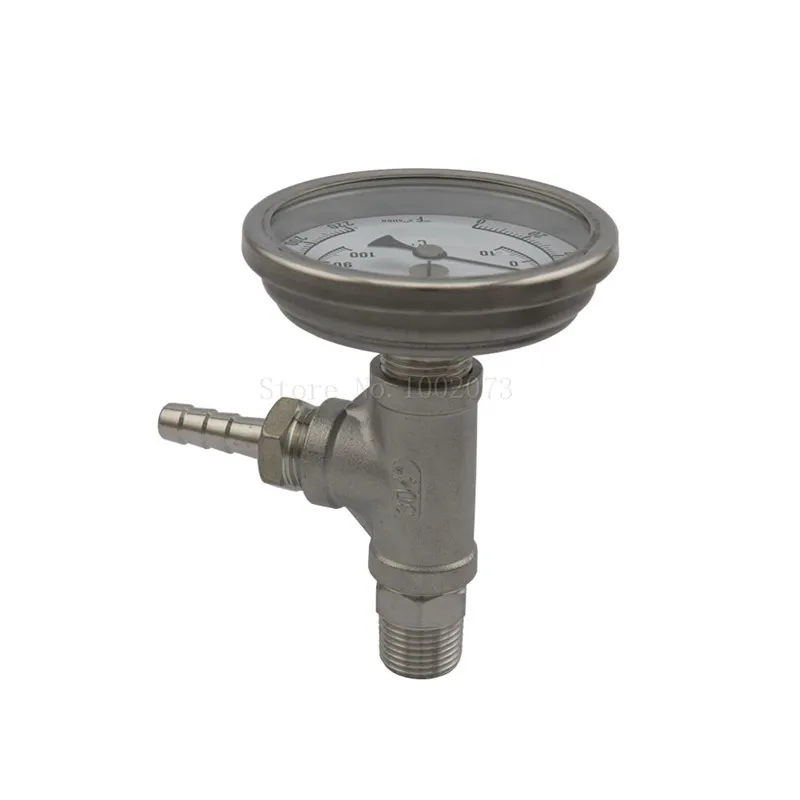 3 Face Bi-metal In-line Thermometer Monitor,12NPT Tee, 12 Hose Barb Home Brew Beer Plate Chiller Mash Tun Monitor (8)