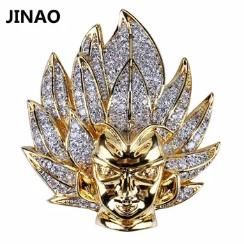 

JINAO Hip Hop Jewelry Iced Out Chain Plated Copper Micro Pave CZ Cartoon Anime Character Pendant Necklace for Men Gifts Jewelry