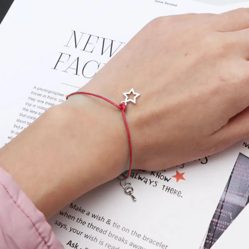 

Thoughtful Friendship Wish Card Wax Rope Bracelets with Star Charm BFF Jewelry
