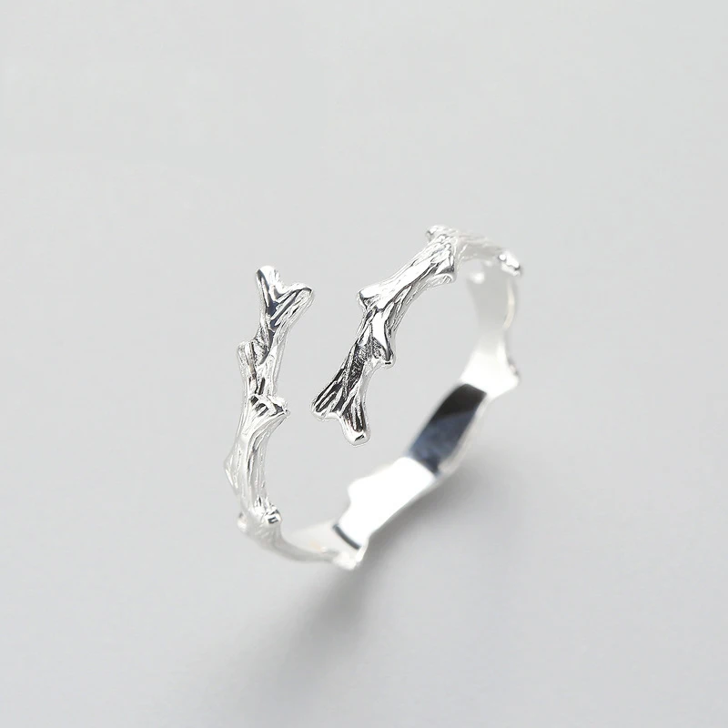 

Creative S925 Sterling Silver Open Rings Korean Unique Female Tree Branch Finger Rings Pure Silver Party Jewelry for Women Gifts