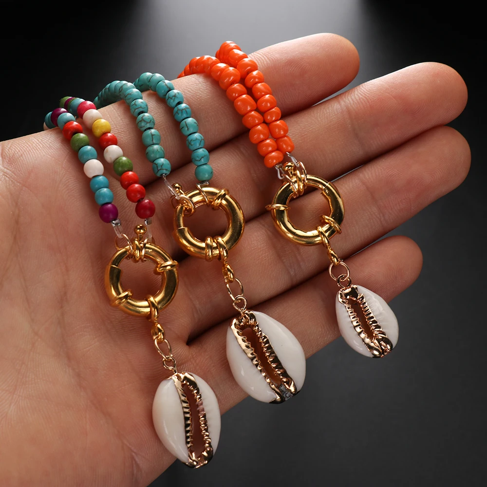

Colorful Seed Bohemian Natural Shell Choker Collares Fashion Boho Summer Vinatge Beads Cowrie Shell Pendant Necklace for Women