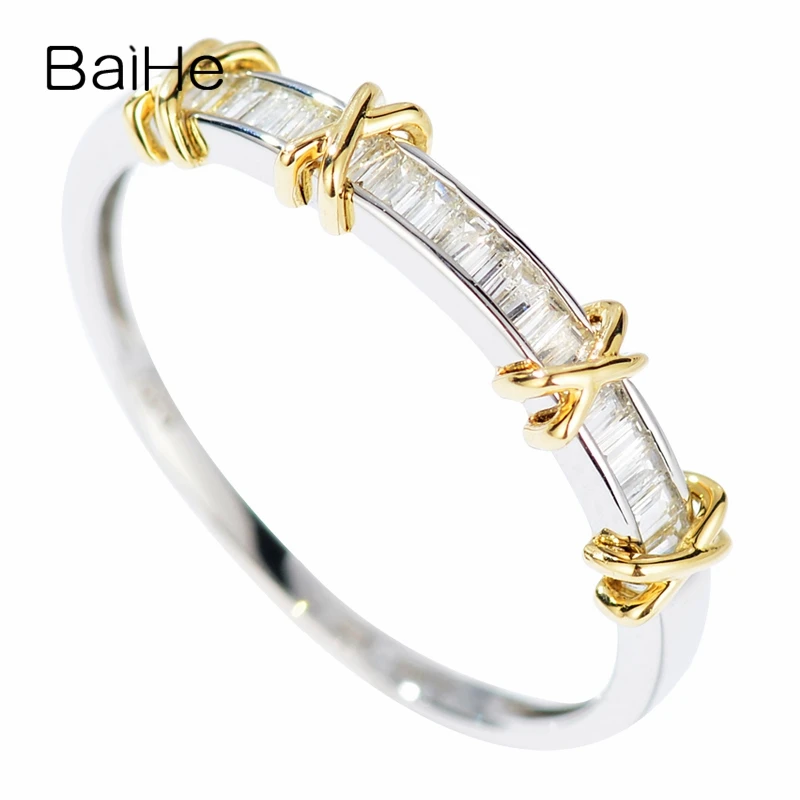 

BAIHE Solid 14K White Gold H/SI Natural Diamond Ring Lady Trendy Wedding Party Trendy Fine Jewelry Making Inel Anillo mphete