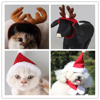 

Free shipping Pet Dog cat puppy Winter Hats Elk Antlers Cute Christmas Pet Hats caps 10pcs/lot mixed styles