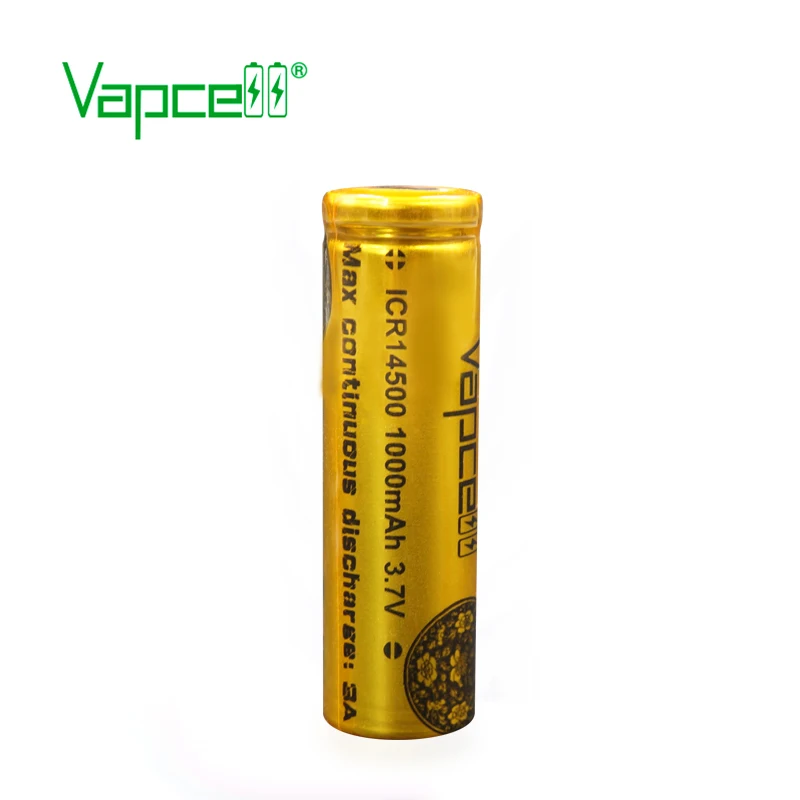

Vapcell Free shipping 14500 battery original 1000mah 3A mini lithium 3.7 v battery PK 14500p for flashlight
