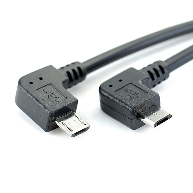Left Angle 90 Degree Micro USB Male to Male Cable Converter OTG Adapter Cord 25cm Cable 2