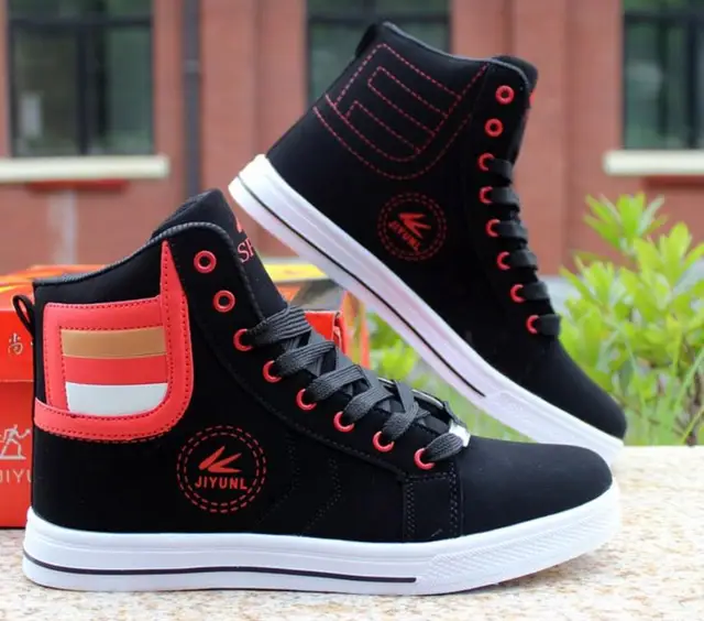 2019 high top board shoes for men fashion black sneakers European and ...