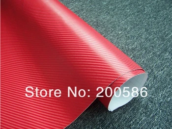 

Red 3D Carbon Fiber Vinyl Car Wrap Foil Without Air Release Free Ship Size 1.52*30m/Roll