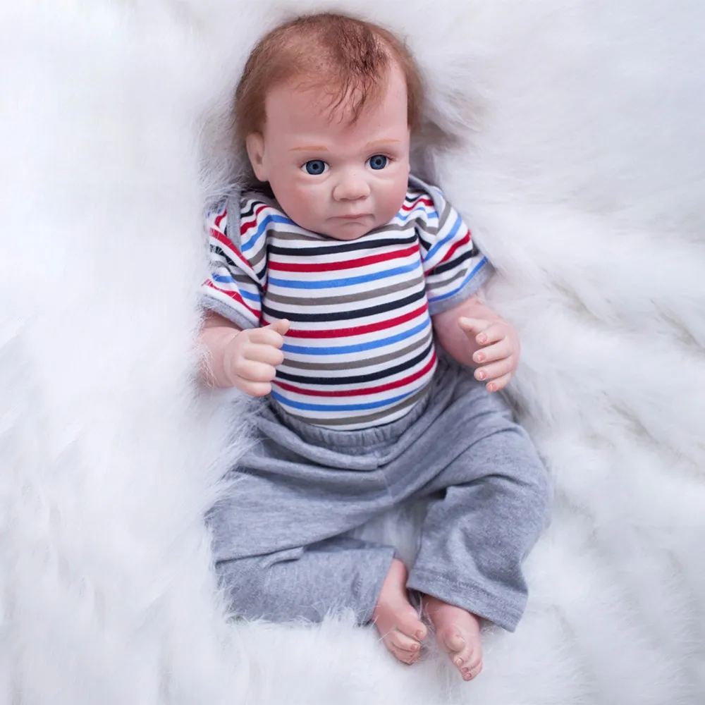 Bebe Boy Reborn куклы 20 дюймов 51 см мягкие виниловые силиконовые Reborn Baby Doll с полосатой одеждой милые игрушки для девочек Boneca подарок