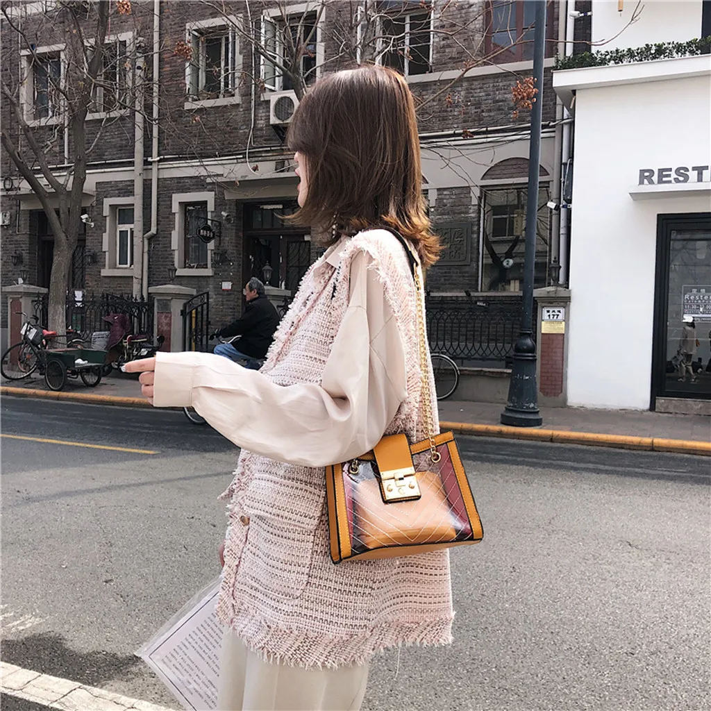 Женская сумка через плечо bolsas feminina модная прозрачная сумка в полоску с цепочкой женские сумки через плечо