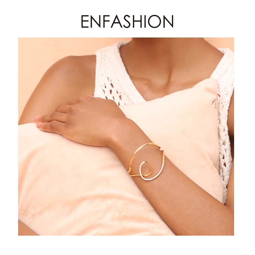 

ENFASHION Wave Curve Wide Bangle Boho Open Cuff Bangles For Women Statement Bracelets Jewelry Fashion Accessories 2019 BF192010