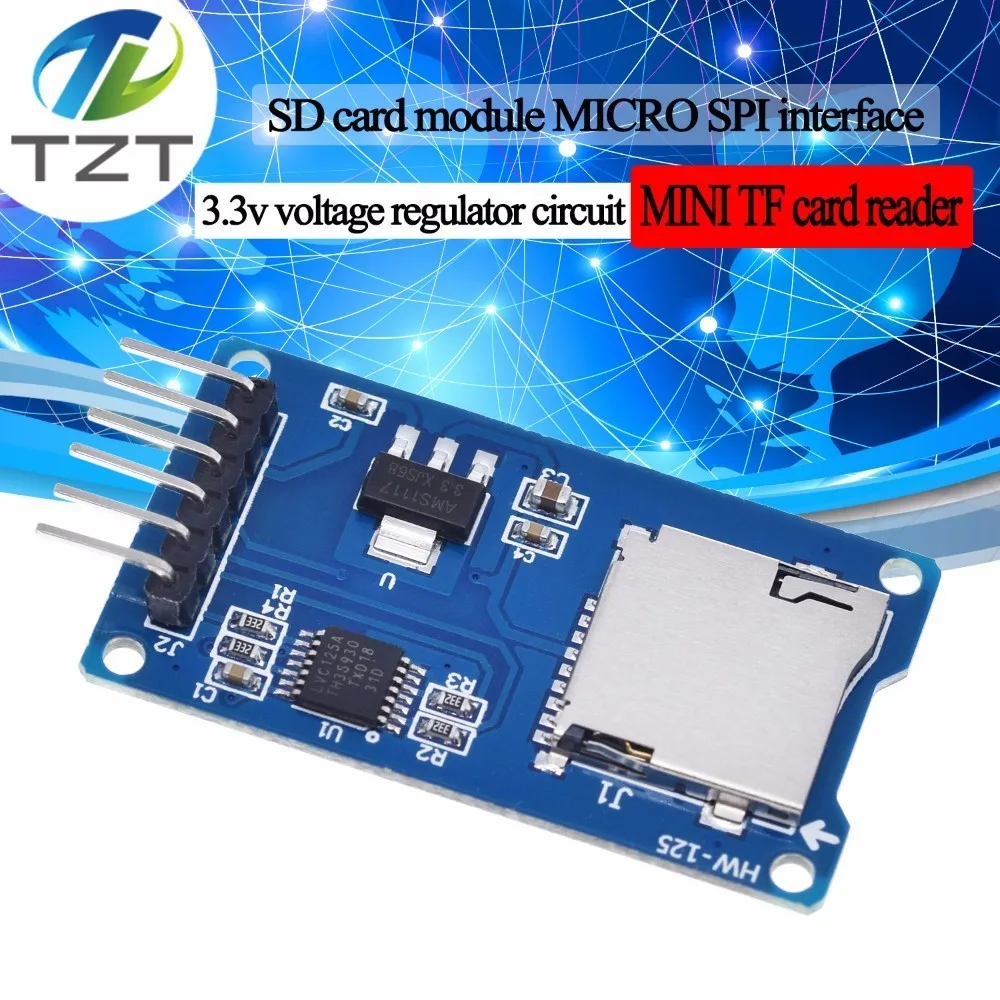 Модуль считывания карт Micro SD Mini TF интерфейсы SPI с чипом преобразователя уровня 5 В/3