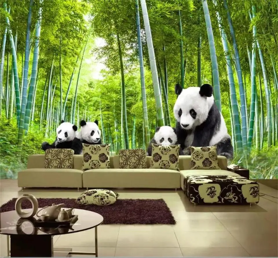 

Custom 3d photo wallpaper mural living room wall sticker panda bamboo forest scenery picture 3d wall mural wallpaper for wall 3d
