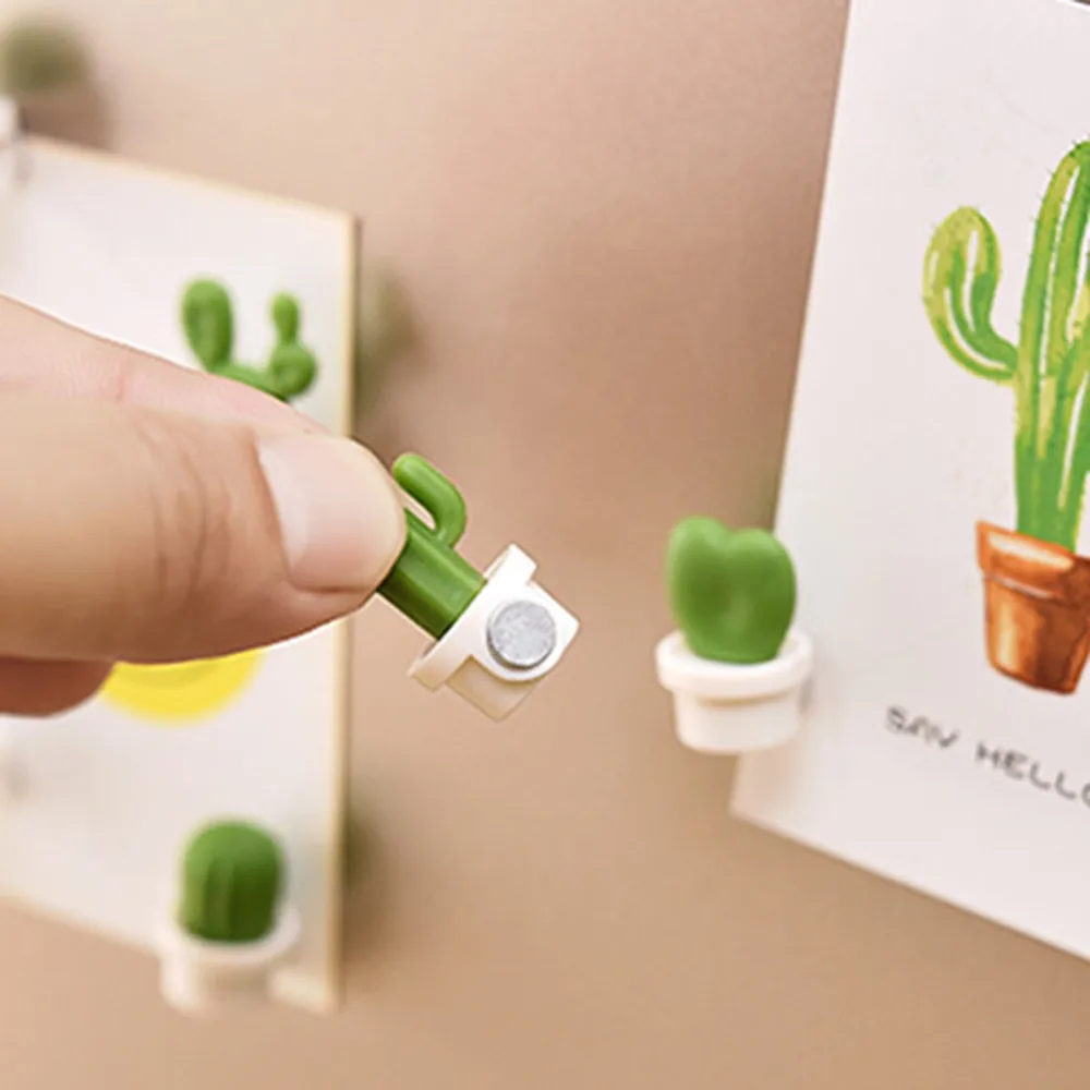 

6pcs Cute Succulent Plant Magnet Button Cactus Refrigerator Message Sticker Magn Note Whiteboard Fridge Home Office