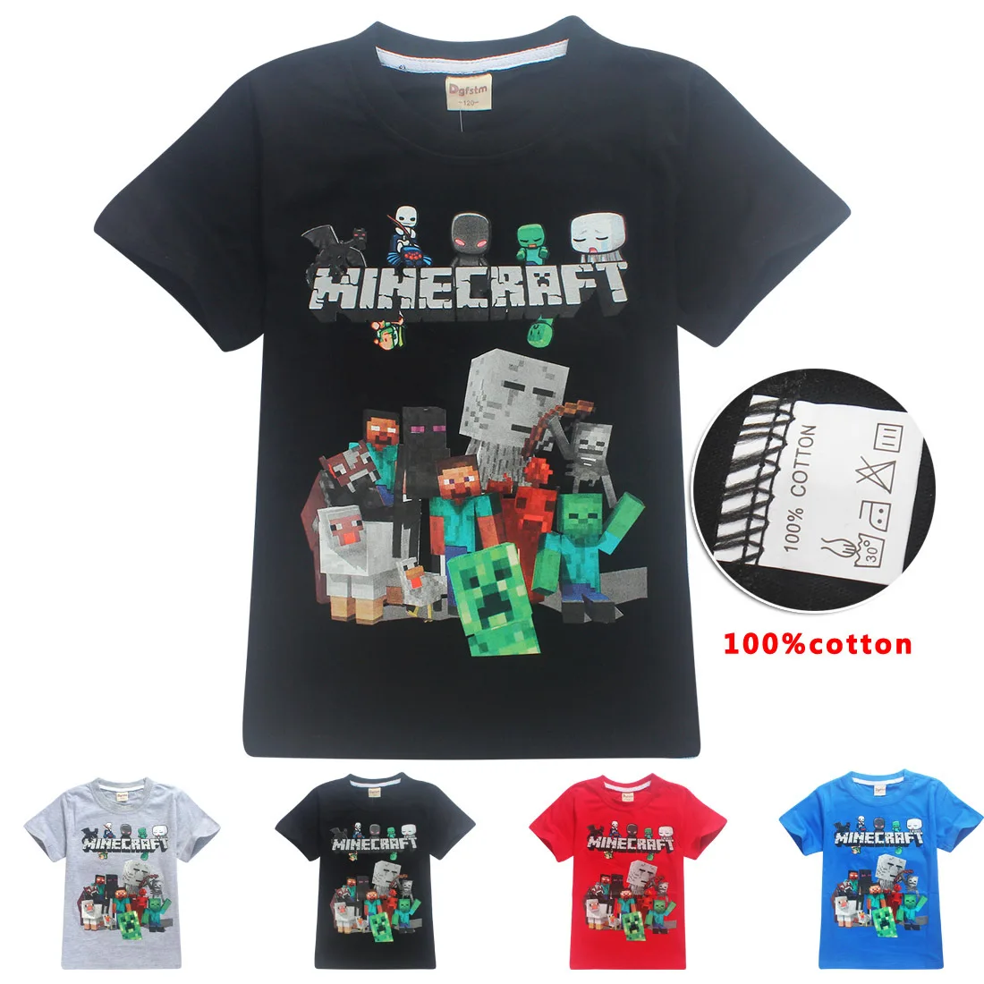 Новый летний детитские шорты футболки хлопок Minecraft мальчиков Girlls Футболки Пикачу футболки для 3-9Years одежда для маленьких мальчиков