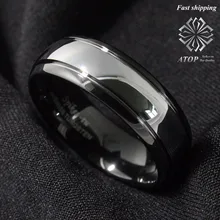 8 мм черное кольцо из карбида вольфрама для мужчин обручальное кольцо Свадебные украшения Размер 6-13