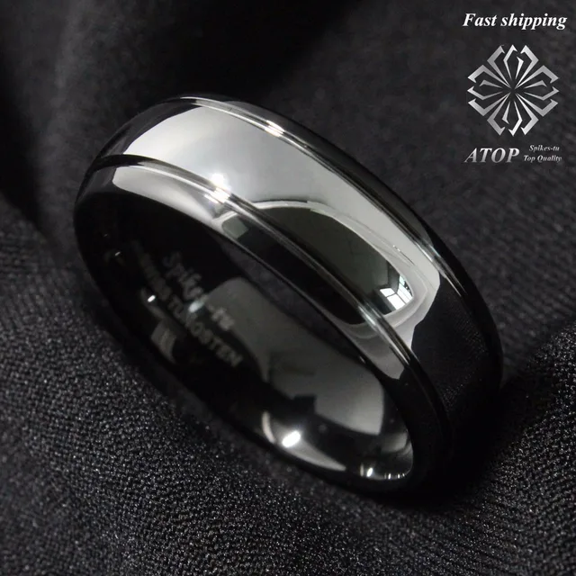 Aliexpress 8mm Dome Black Tungsten Carbide Ring Men S 8mm Dome Black Tungsten Carbide Ring Men S Wedding Band Bridal Jewelry Size 6 13 Free