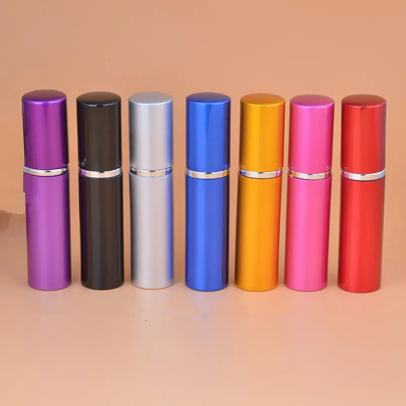 100pcs Lot Hot Pump Empty Perfume Bottle 5ml Aluminum Glass Anodized 