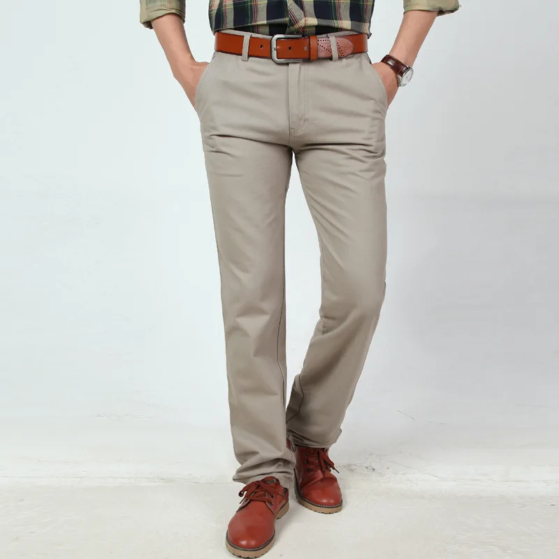 2017 New Arrival Casual Business Pant Men Cotton Solid Straight Black Khaki Loose Trousers Plus Size 29-42 3 Colors |