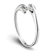 New 925 Sterling Silver Rings Double Drill Ring For Women Adjustable Engagement Ring Wedding Silver Love Cubic Zirconia Ring New 925 Sterling Silver Rings Double Drill Ring For Women Adjustable Engagement Ring Wedding Silver Love Cubic Zirconia Ring