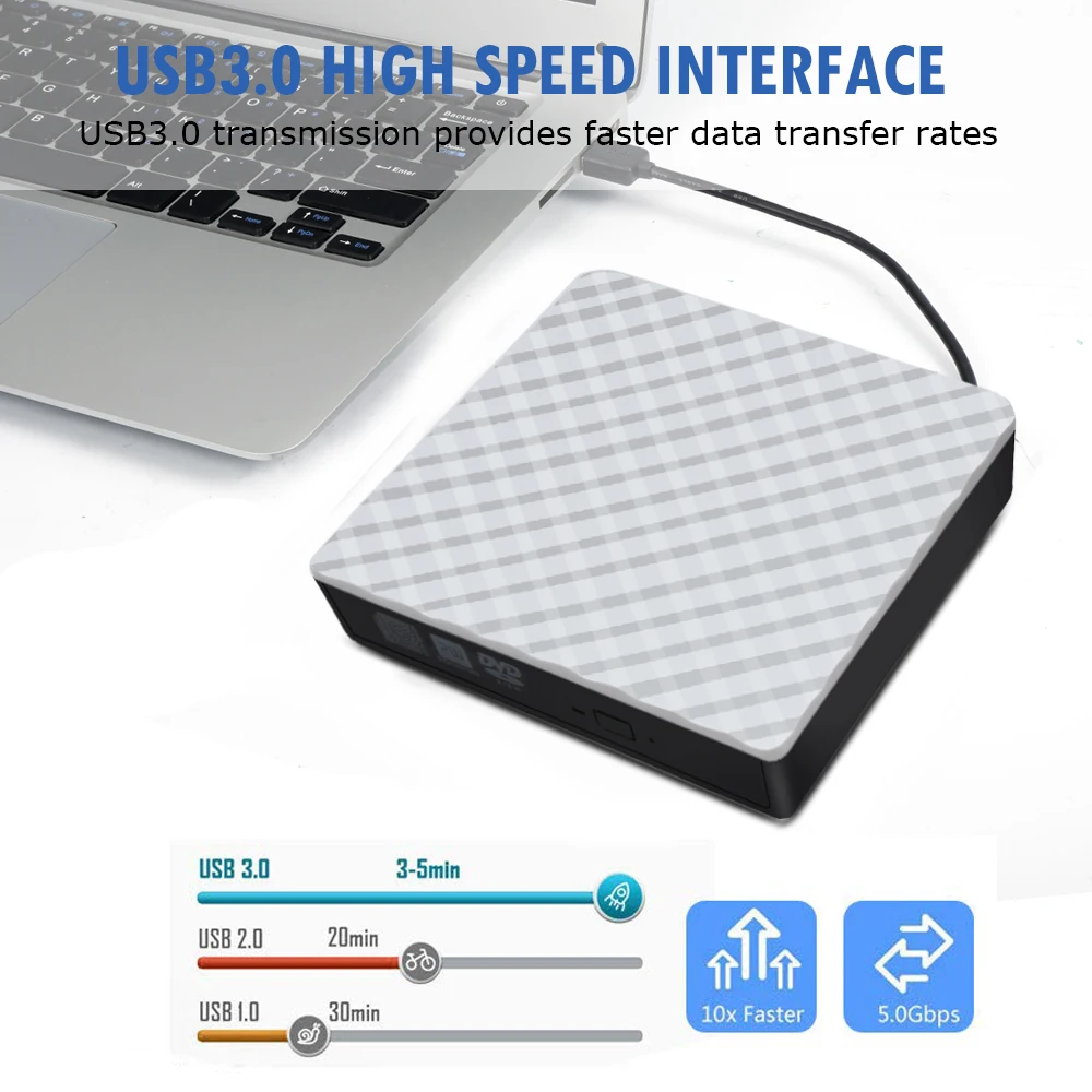 Nuevo Drivel externo 3D Rhombus USB3.0 DVD máquina de cuidado de discos DVD/CD que quema MackBook/escritorio CD Universal escritor Drives ópticos