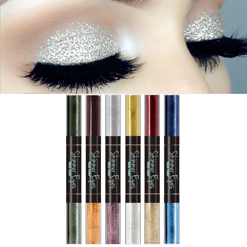 

New Arrival Double Head Glitter Eyeshadow Pencil Eyes Makeup Eye Shadow Pen Beauty Cosmetics 6 Colors