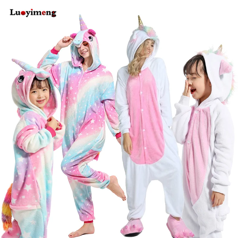 Animal Cat Onesie For Kids Pajama Sets Women Winter Cartoon One-Piece Onesies Adult Long Sleeve Anime Sleepwear Kigurumi Pijamas