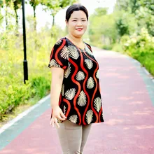 Женщин среднего возраста плюс жир ярдов высокой упругой сетки дышащий футболка P8833